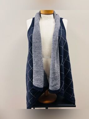 Madewell Merino Wool Drape‑Front Open Sweater Vest – Navy, Women’s OS | Cozy